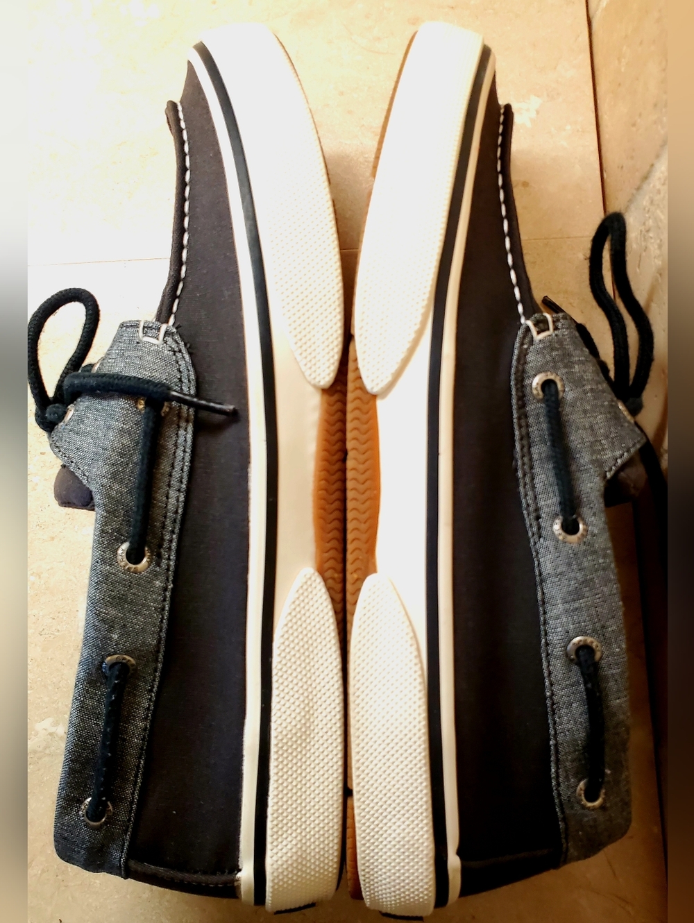 Sperry Men's Black and Gray Two-Tone Canvas Boat Shoes Size 11.5 - Picture 4 of 11